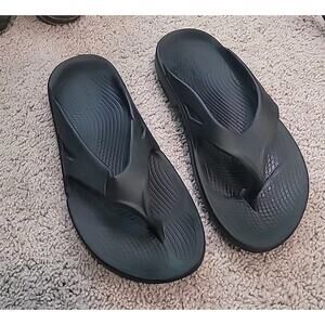 OOfos OOriginal Recovery Sandals Men’s 10 Women’s 12 Black Slides • EUC
